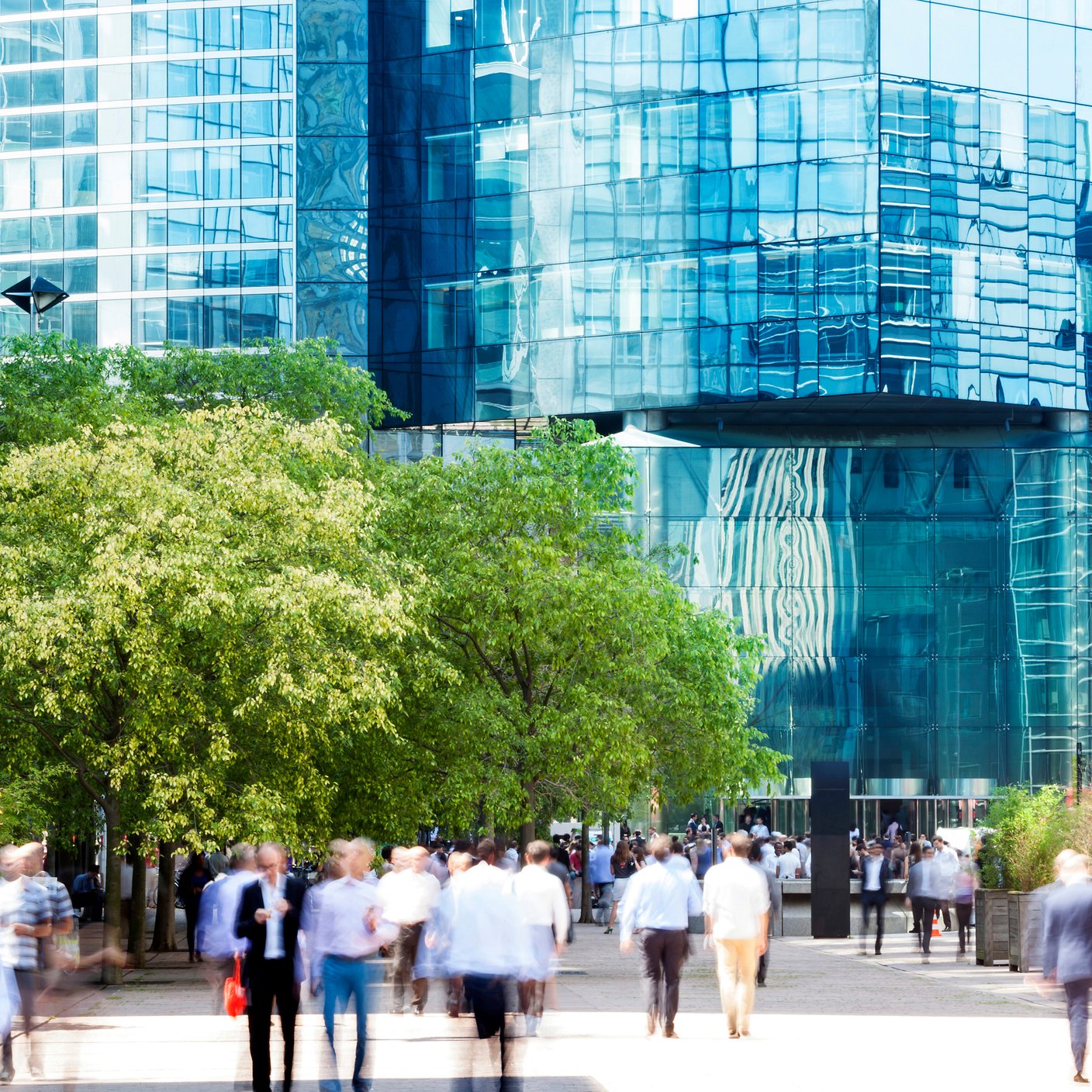 View of people walking to the building.