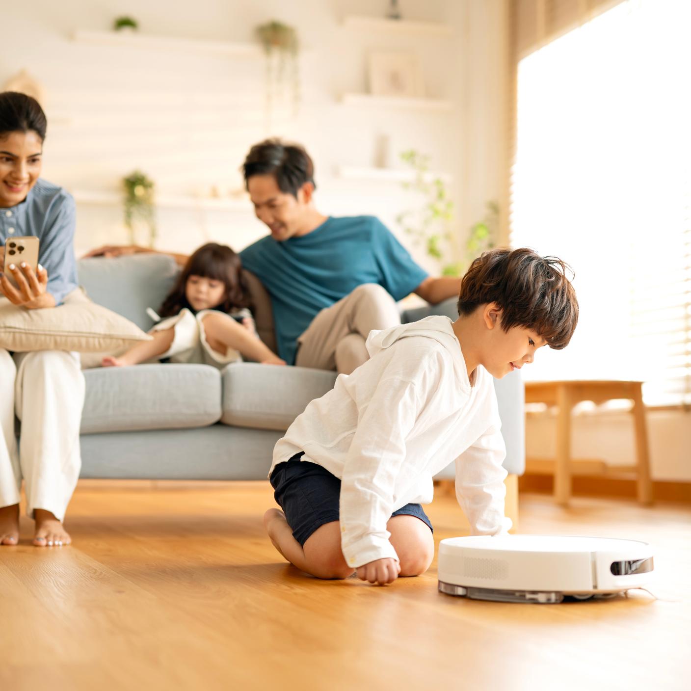 family in room 