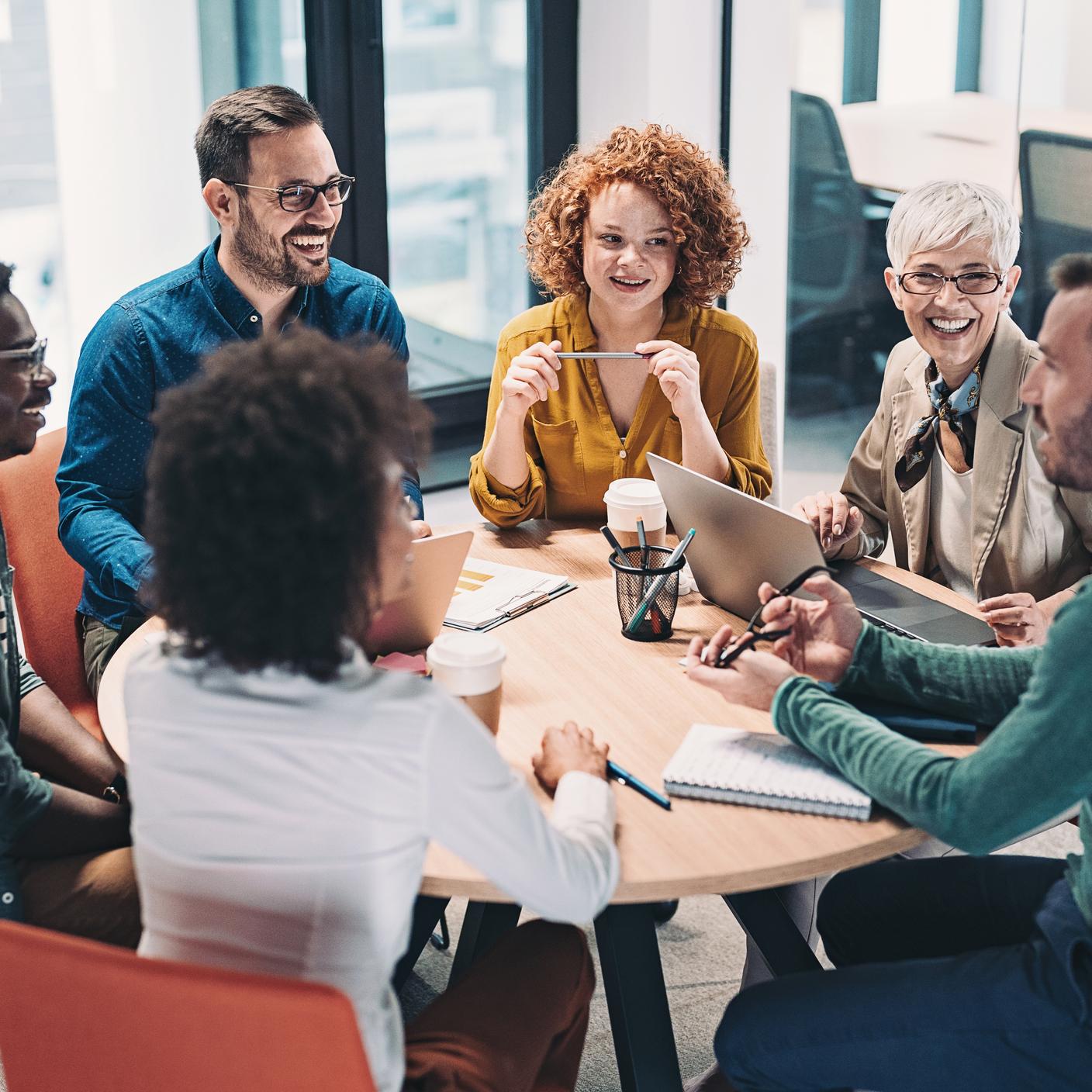 Multiracial group of business people having a meeting