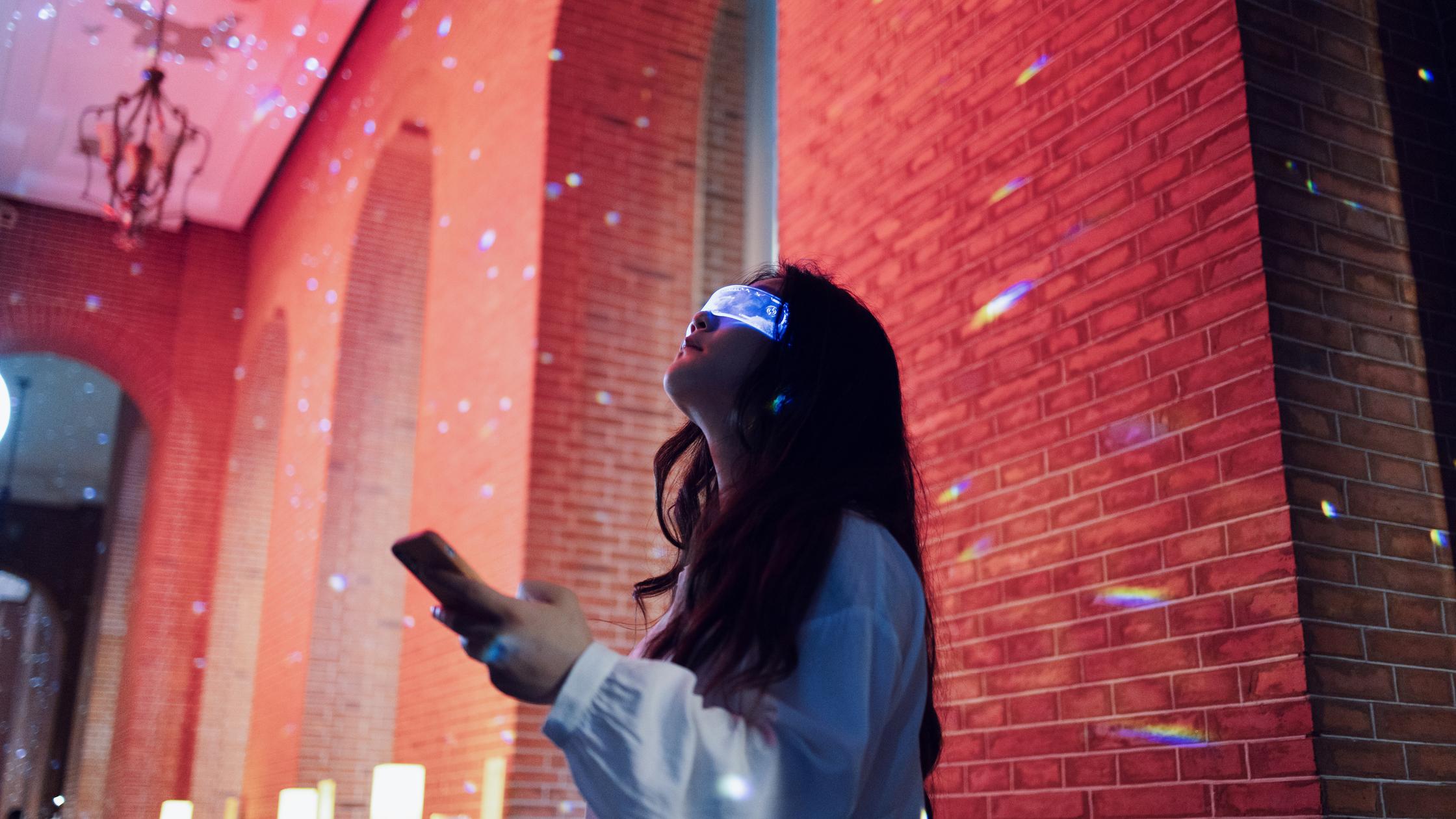 woman wearing VR headset